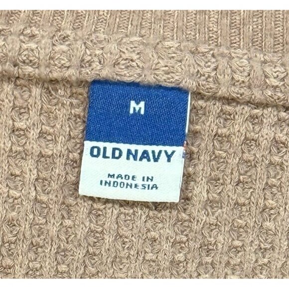 Old Navy Mushroom Brown Henley Thermal Waffle Cropped Shirt Womens Medium - Picture 7 of 11